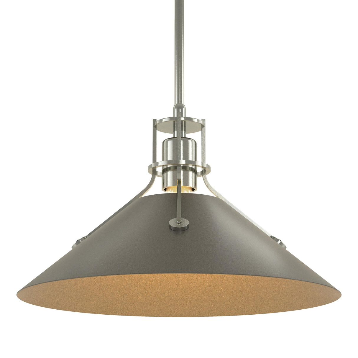 Hubbardton Forge 2022 Sterling Dark Smoke Multi Henry Medium Steel Shade Pendant