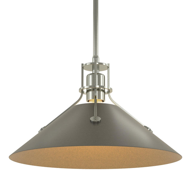 Hubbardton Forge 2022 Sterling Dark Smoke Multi Henry Medium Steel Shade Pendant