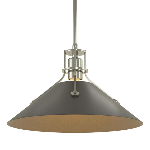 Hubbardton Forge 2022 Sterling Black Multi Henry Medium Steel Shade Pendant