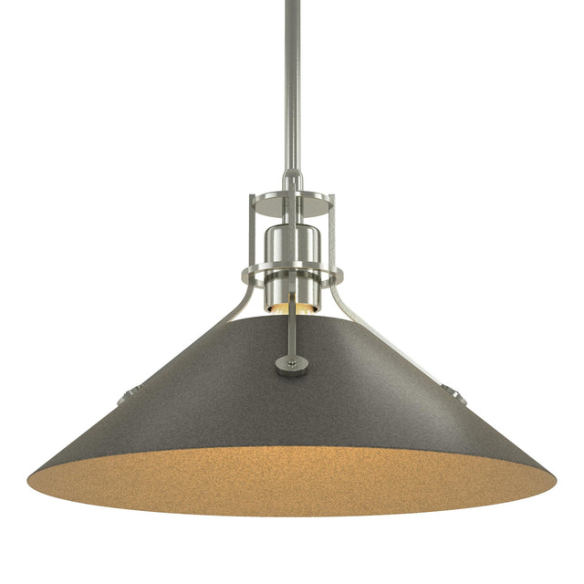 Hubbardton Forge 2022 Sterling Natural Iron Multi Henry Medium Steel Shade Pendant