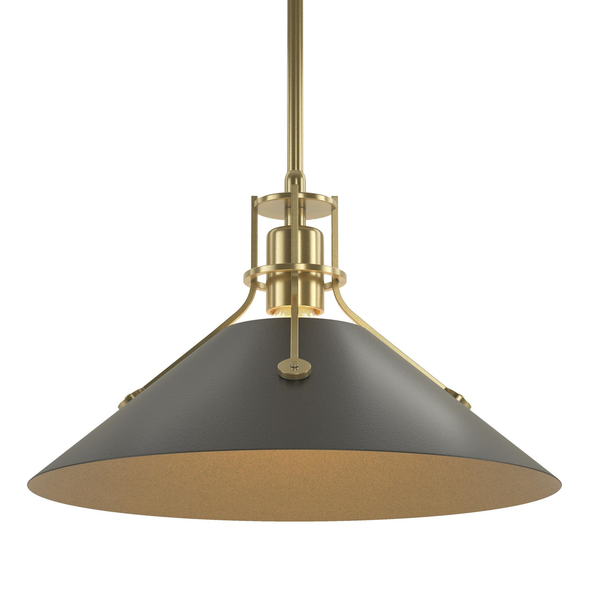 Hubbardton Forge 2022 Modern Brass Black Multi Henry Medium Steel Shade Pendant