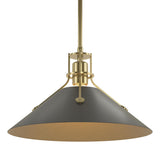 Hubbardton Forge 2022 Modern Brass Black Multi Henry Medium Steel Shade Pendant