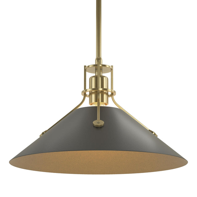 Hubbardton Forge 2022 Modern Brass Black Multi Henry Medium Steel Shade Pendant