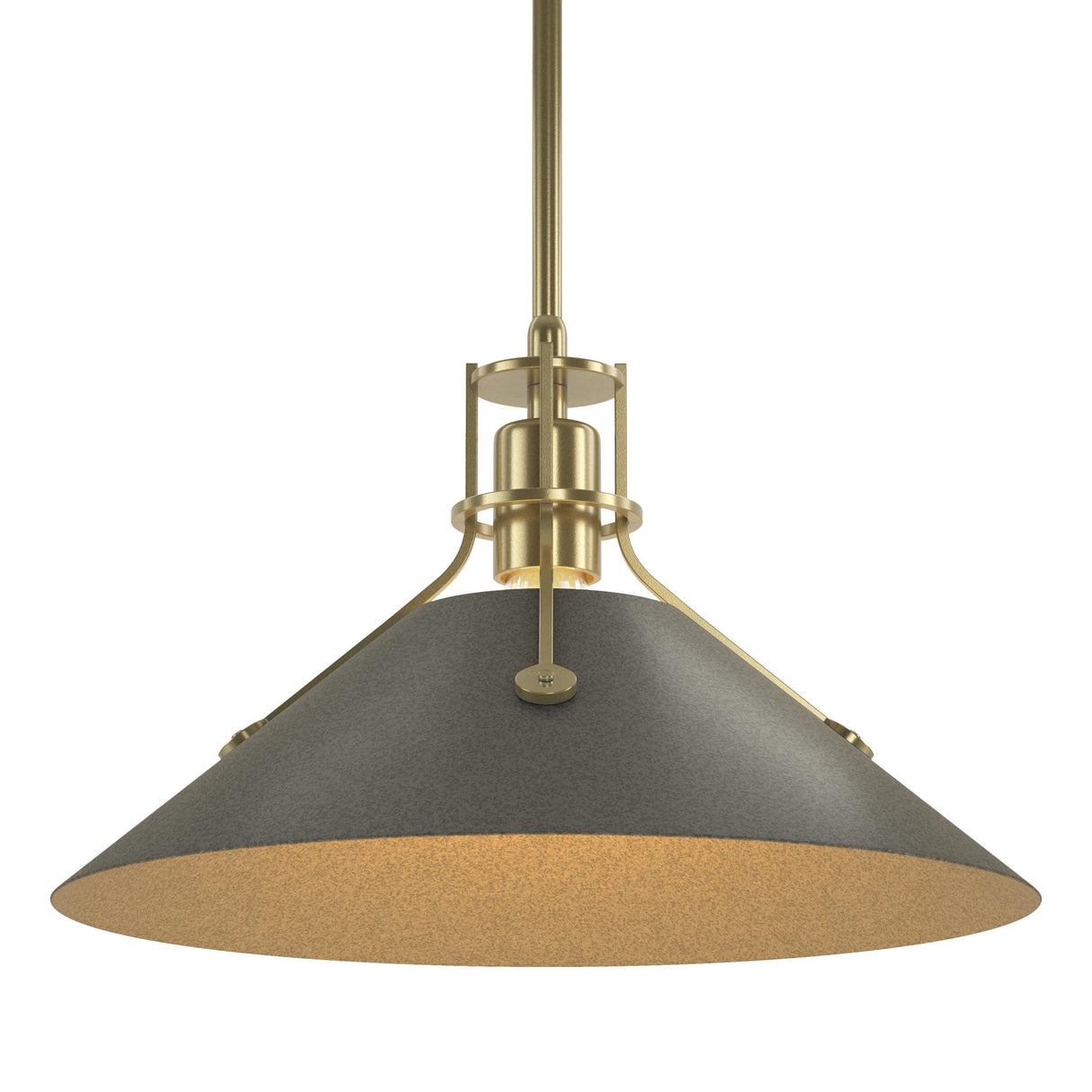 Hubbardton Forge 2022 Modern Brass Natural Iron Multi Henry Medium Steel Shade Pendant