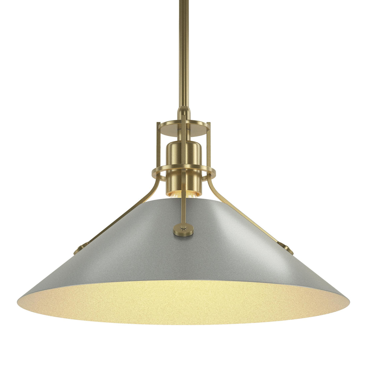 Hubbardton Forge 2022 Modern Brass Vintage Platinum Multi Henry Medium Steel Shade Pendant