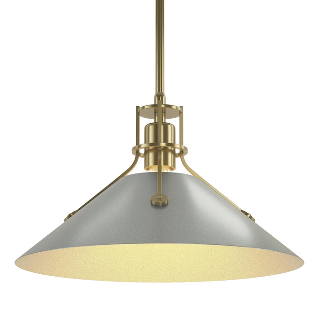 Hubbardton Forge 2022 Modern Brass Vintage Platinum Multi Henry Medium Steel Shade Pendant