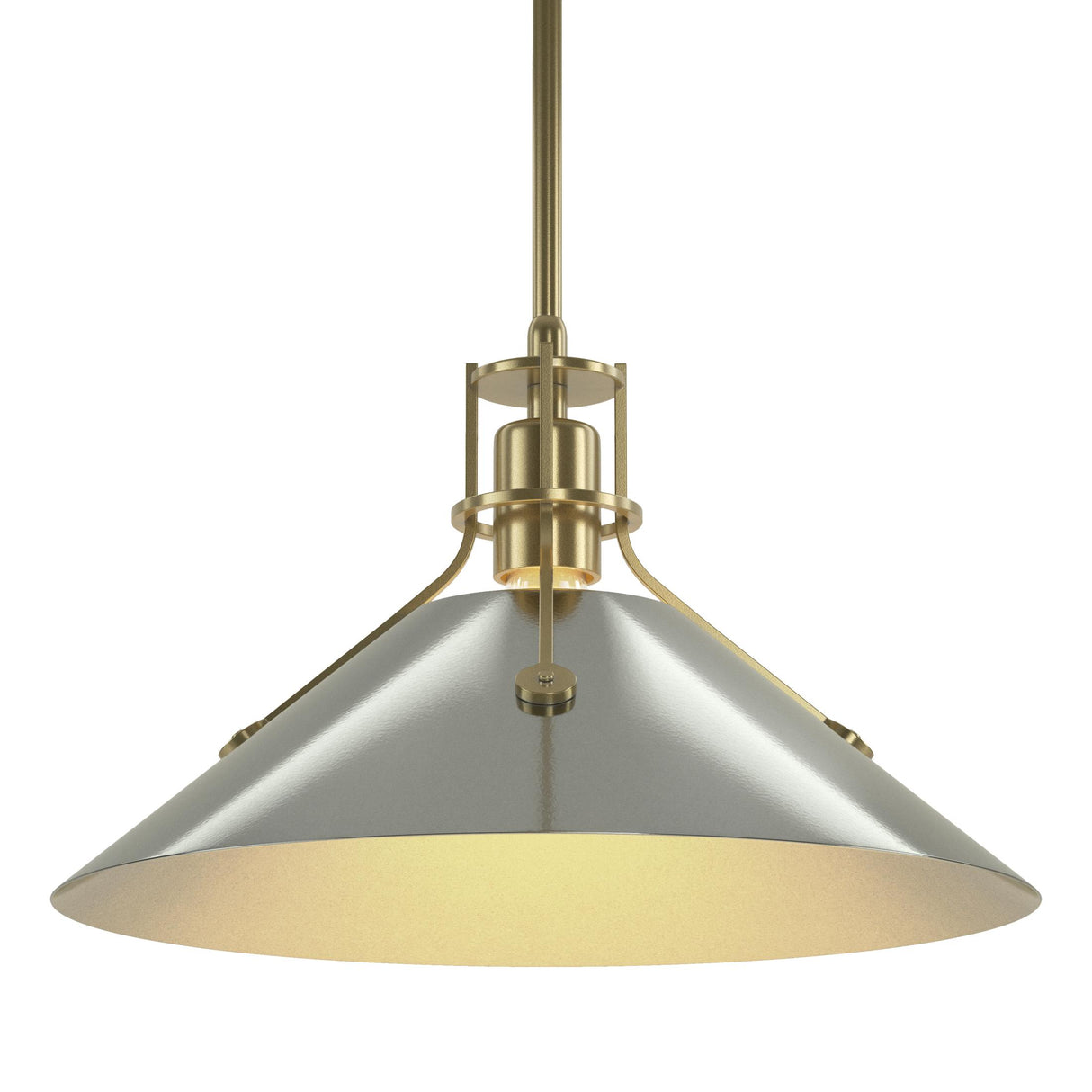 Hubbardton Forge 2022 Modern Brass Sterling Multi Henry Medium Steel Shade Pendant