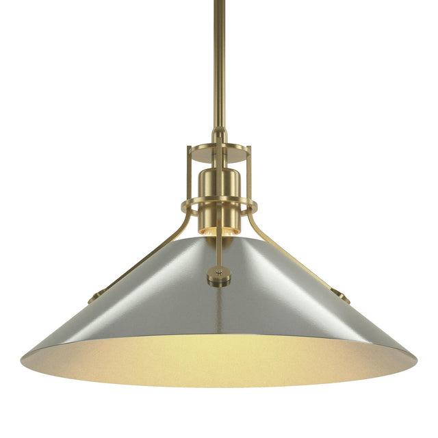 Hubbardton Forge 2022 Modern Brass Sterling Multi Henry Medium Steel Shade Pendant