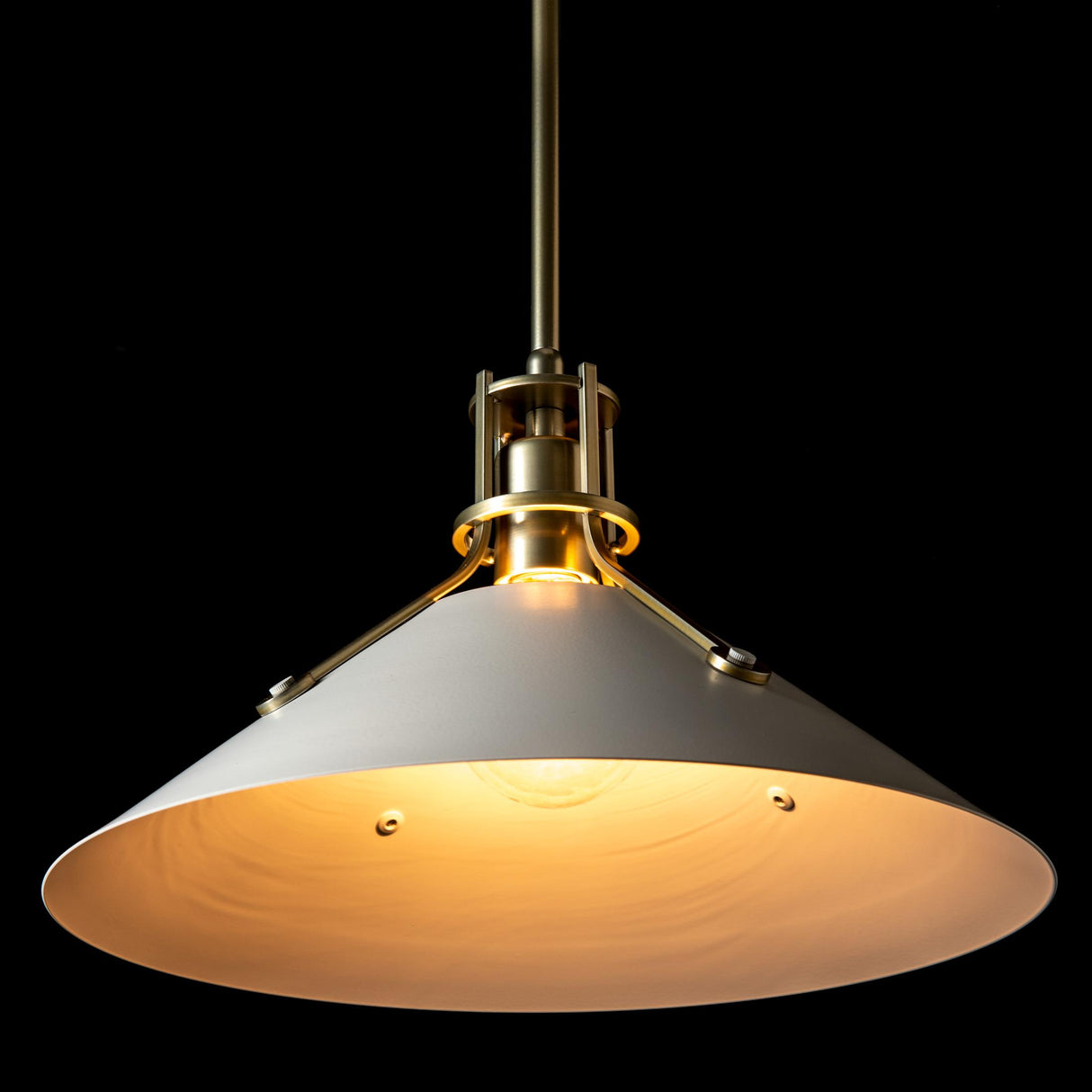 Hubbardton Forge 2022 Modern Brass White Multi Henry Medium Steel Shade Pendant