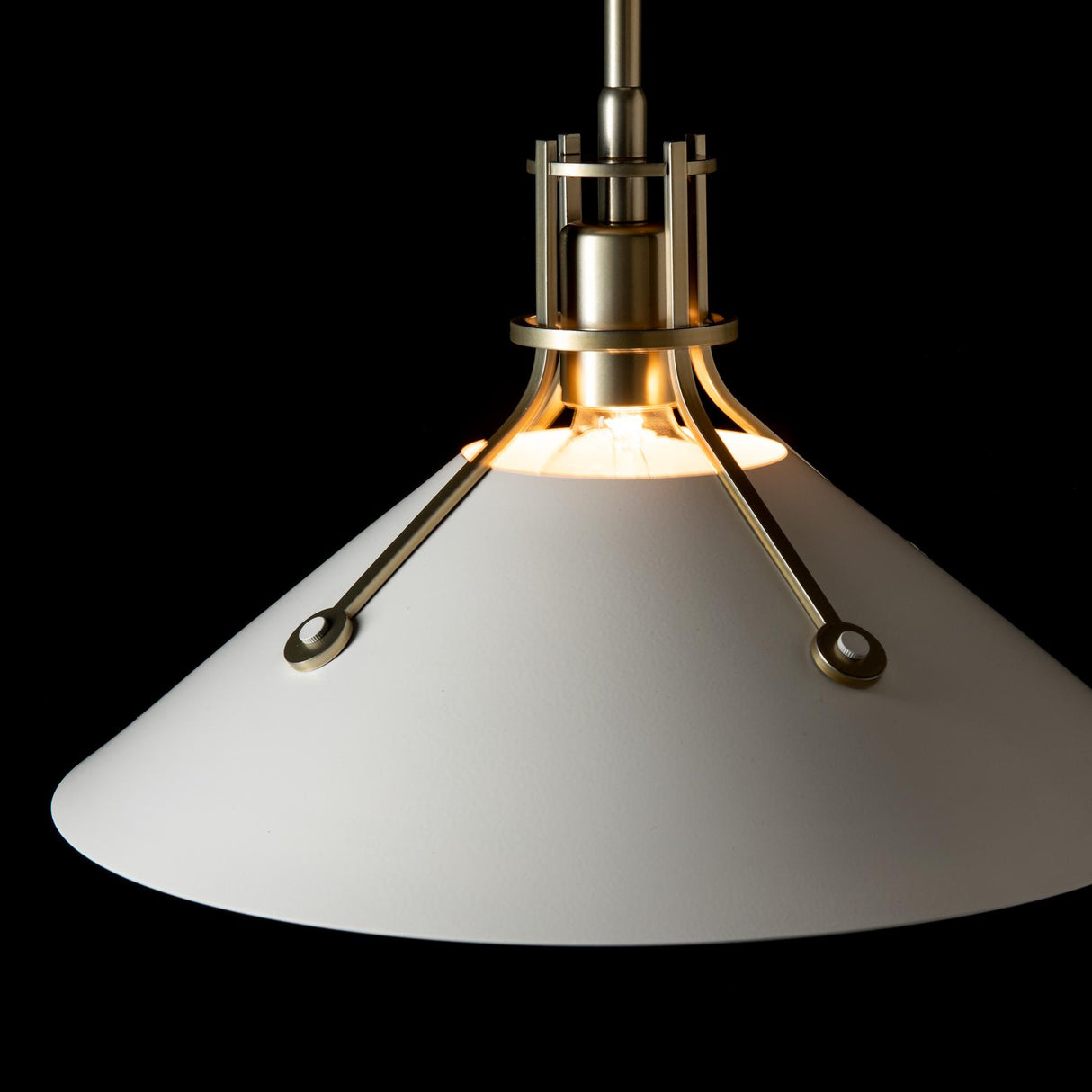 Hubbardton Forge 2022 Modern Brass White Multi Henry Medium Steel Shade Pendant