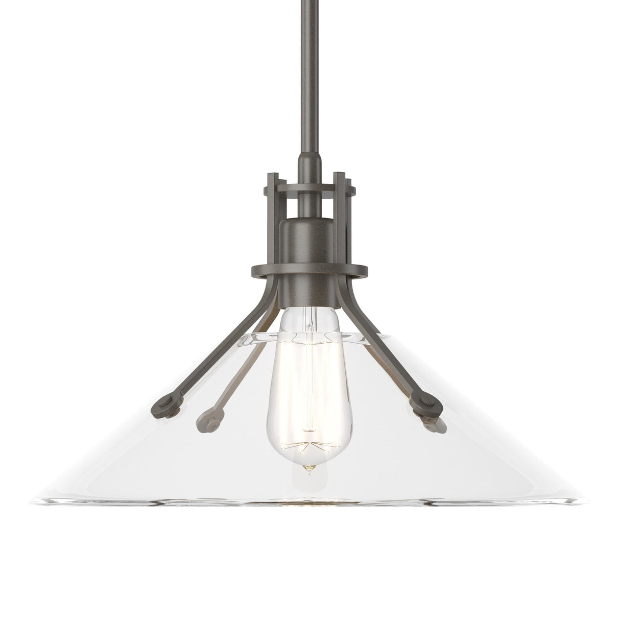 Hubbardton Forge 2022 Dark Smoke Clear Glass (ZM) Multi Henry Medium Glass Shade Pendant