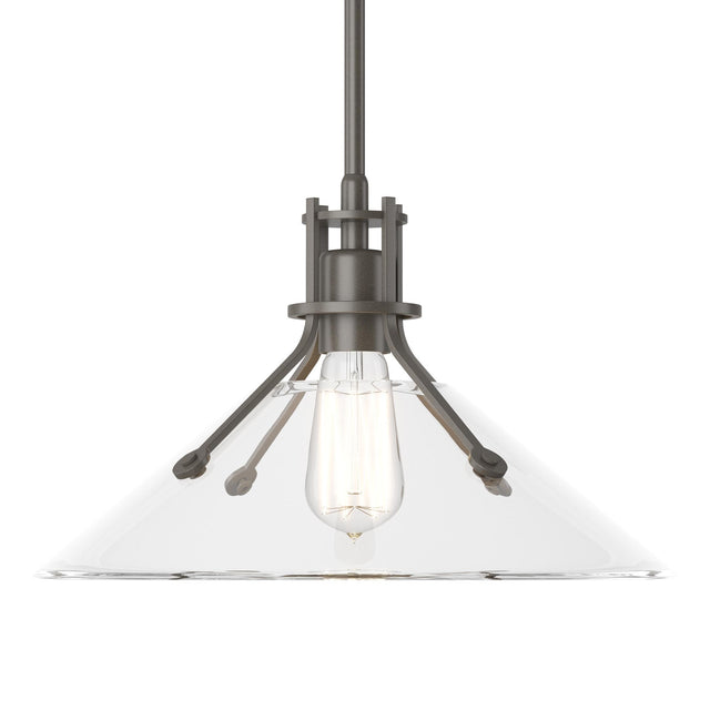 Hubbardton Forge 2022 Dark Smoke Clear Glass (ZM) Multi Henry Medium Glass Shade Pendant