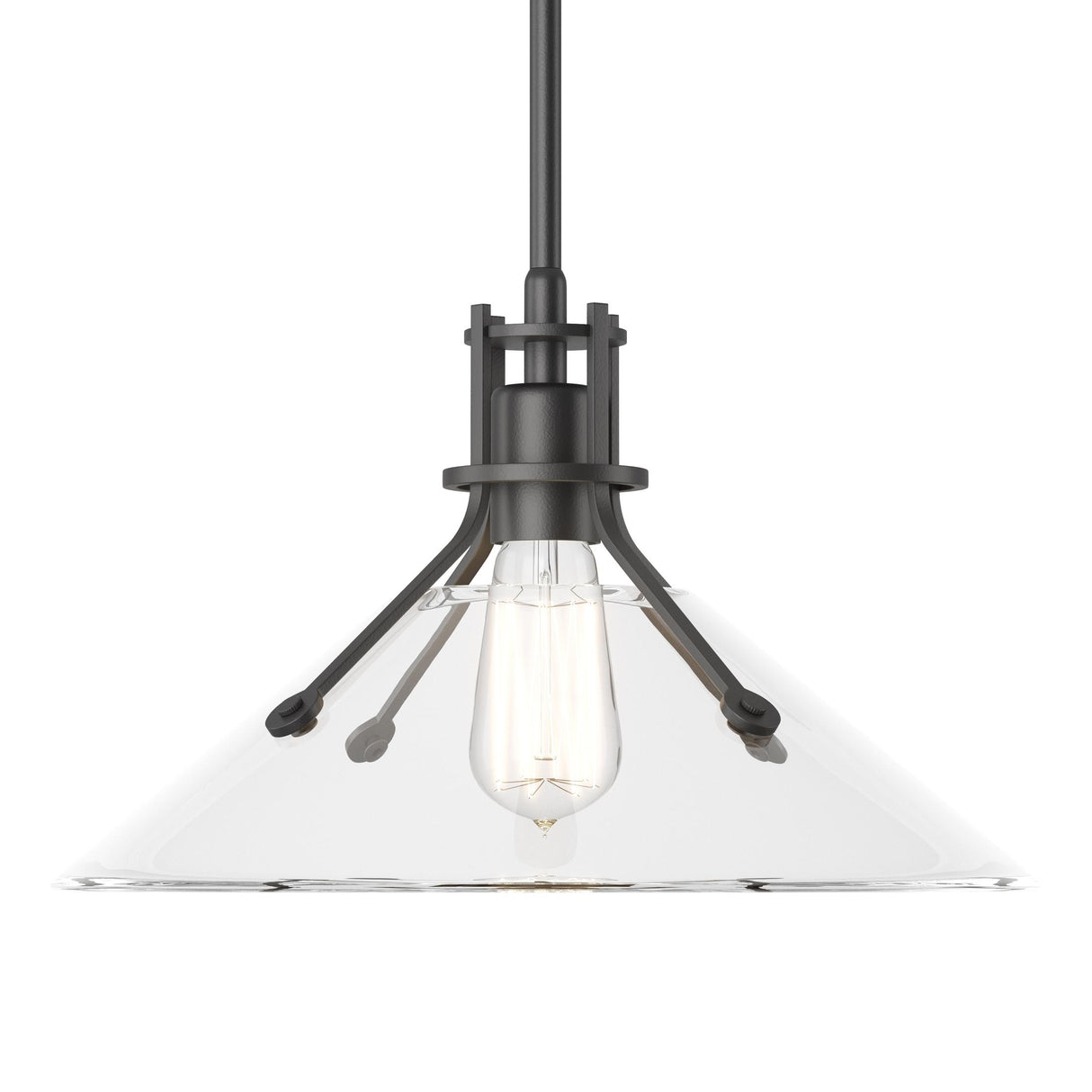 Hubbardton Forge 2022 Black Clear Glass (ZM) Multi Henry Medium Glass Shade Pendant