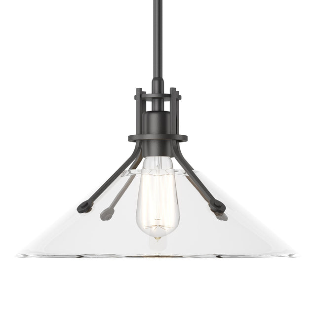 Hubbardton Forge 2022 Black Clear Glass (ZM) Multi Henry Medium Glass Shade Pendant