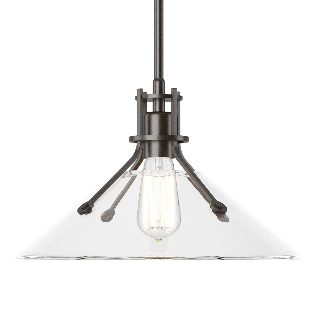 Hubbardton Forge 2022 Oil Rubbed Bronze Clear Glass (ZM) Multi Henry Medium Glass Shade Pendant