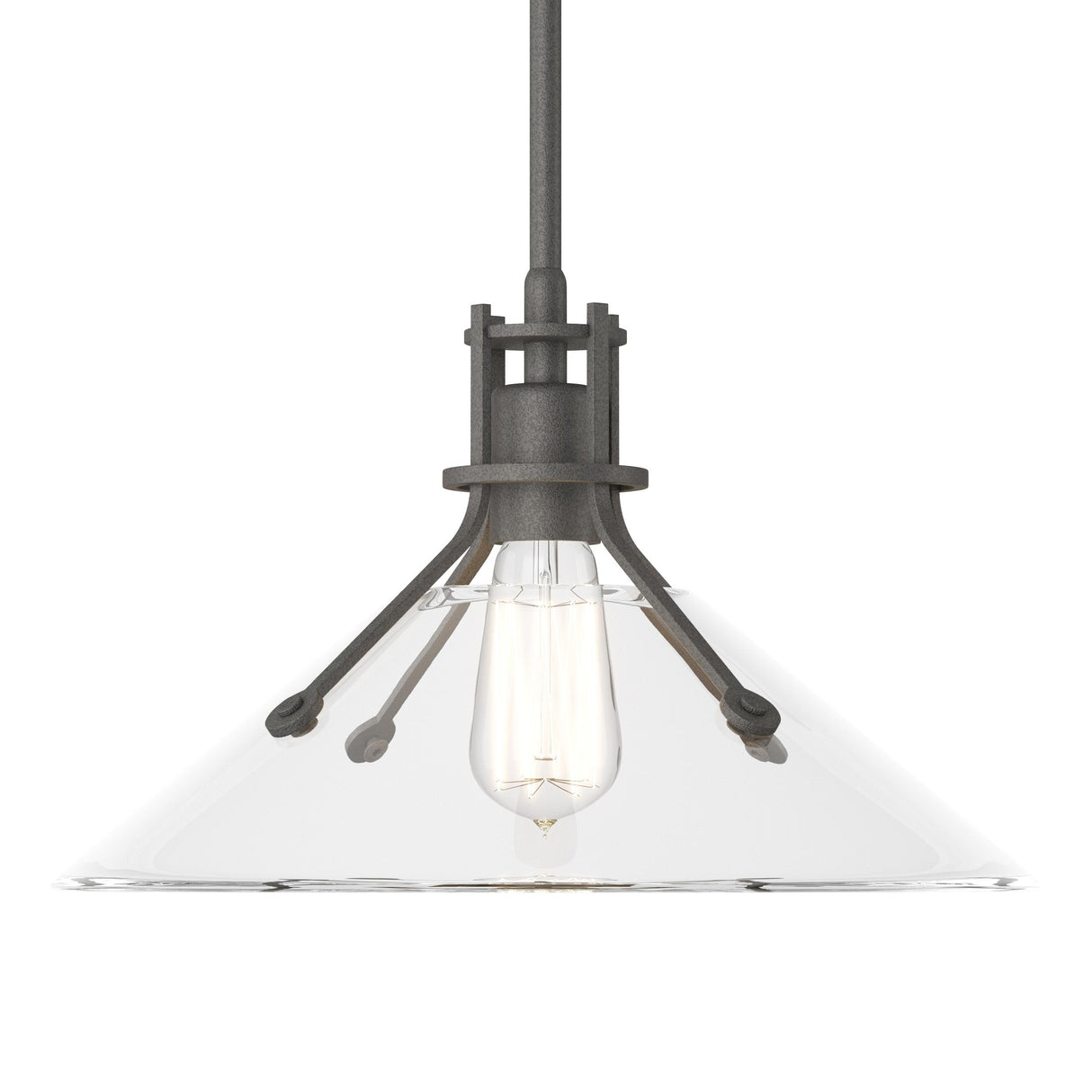 Hubbardton Forge 2022 Natural Iron Clear Glass (ZM) Multi Henry Medium Glass Shade Pendant