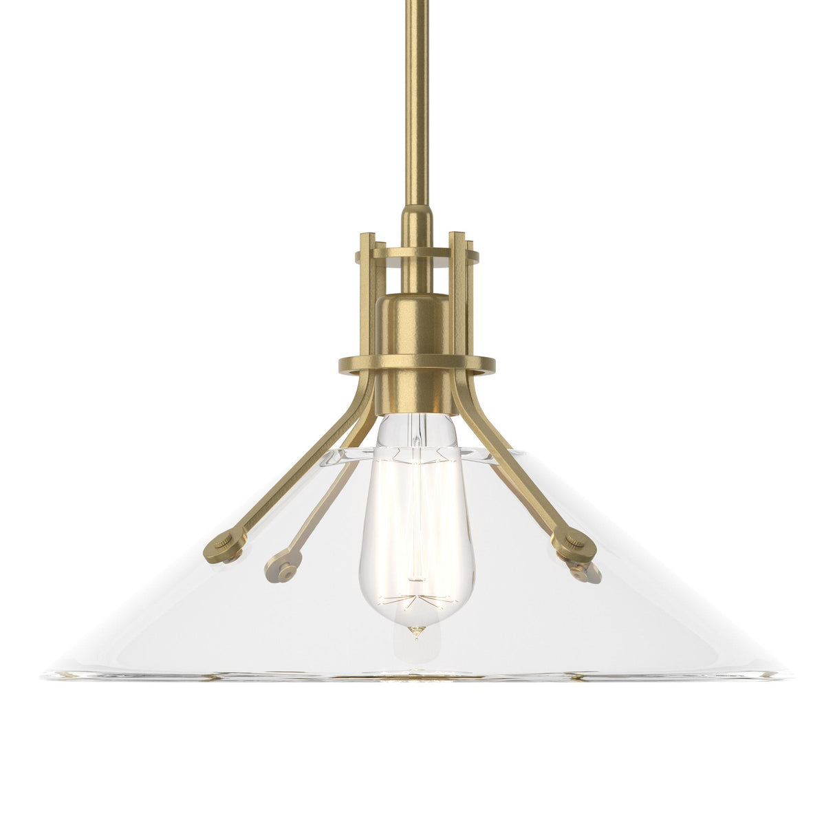 Hubbardton Forge 2022 Modern Brass Clear Glass (ZM) Multi Henry Medium Glass Shade Pendant