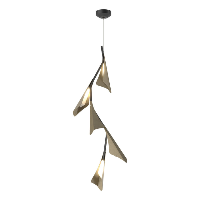 Hubbardton Forge 2020 Black Soft Gold Standard Plume 5-Light LED Pendant