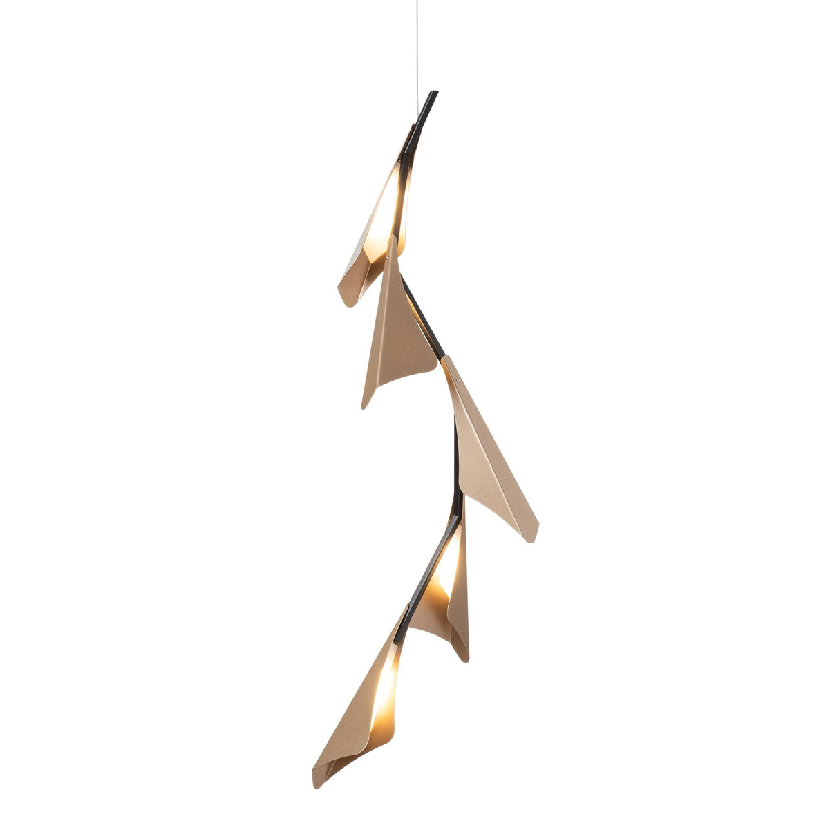 Hubbardton Forge 2020 Black Soft Gold Standard Plume 5-Light LED Pendant