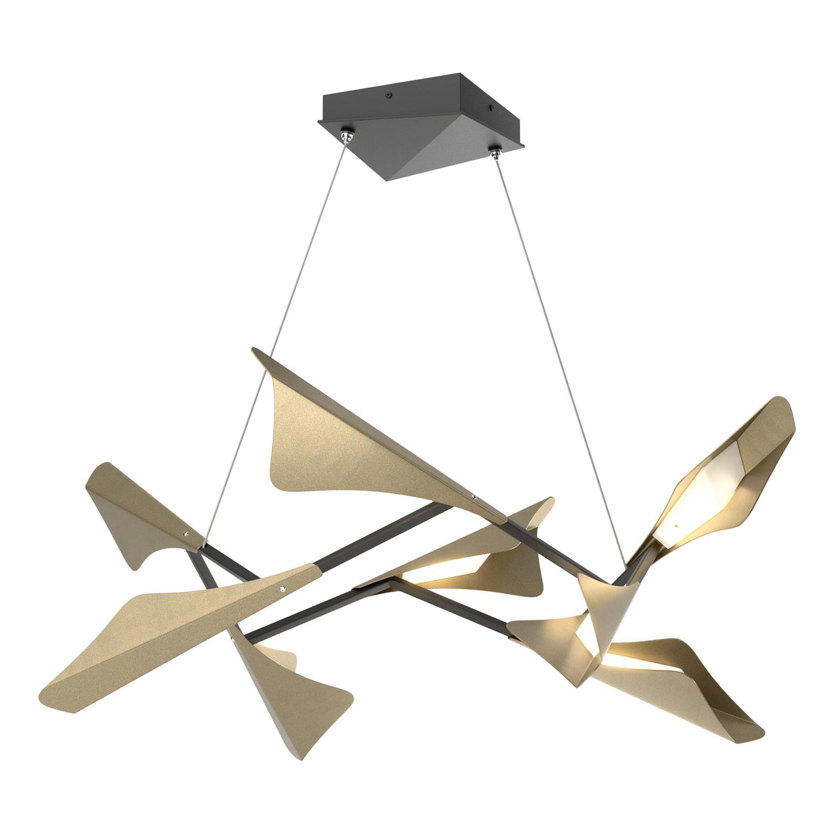 Hubbardton Forge 2020 Black Soft Gold Standard Plume 8-Light LED Pendant