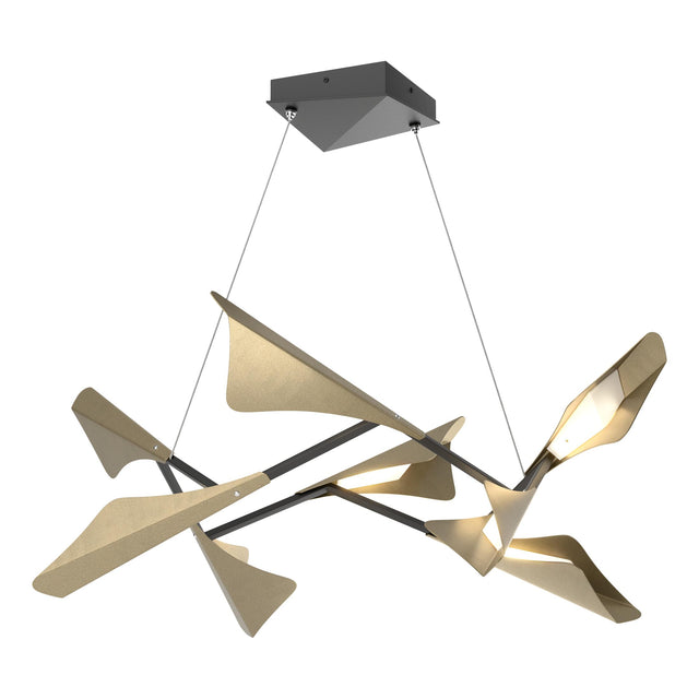 Hubbardton Forge 2020 Black Soft Gold Standard Plume 8-Light LED Pendant