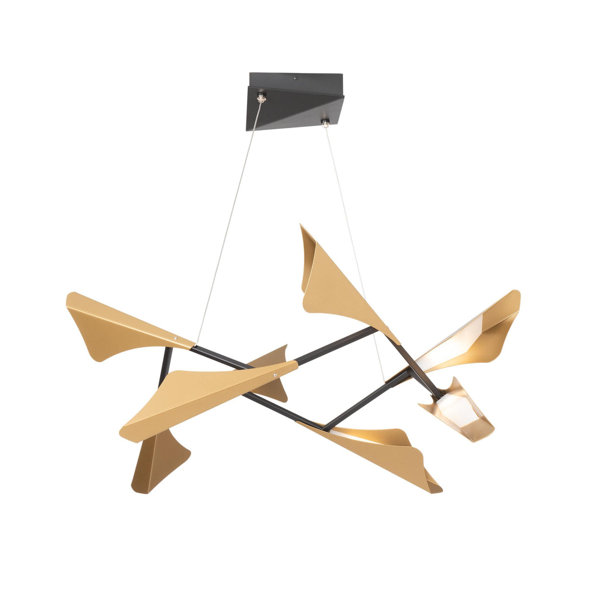 Hubbardton Forge 2020 Black Soft Gold Standard Plume 8-Light LED Pendant