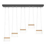 Hubbardton Forge 2018 Black Maple Wood Clear Glass (ZM) Standard More Cowbell LED Pendant