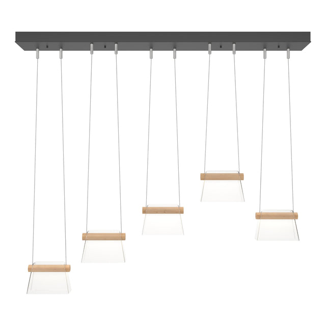 Hubbardton Forge 2018 Black Maple Wood Clear Glass (ZM) Standard More Cowbell LED Pendant
