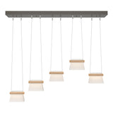 Hubbardton Forge 2018 Dark Smoke Maple Wood Clear Glass with Frosted Diffuser (YE) Standard More Cowbell LED Pendant