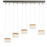 Hubbardton Forge 2018 Vintage Platinum Maple Wood Clear Glass with Frosted Diffuser (YE) Standard More Cowbell LED Pendant