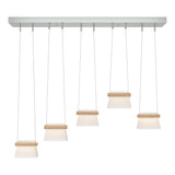 Hubbardton Forge 2018 Vintage Platinum Maple Wood Clear Glass with Frosted Diffuser (YE) Standard More Cowbell LED Pendant