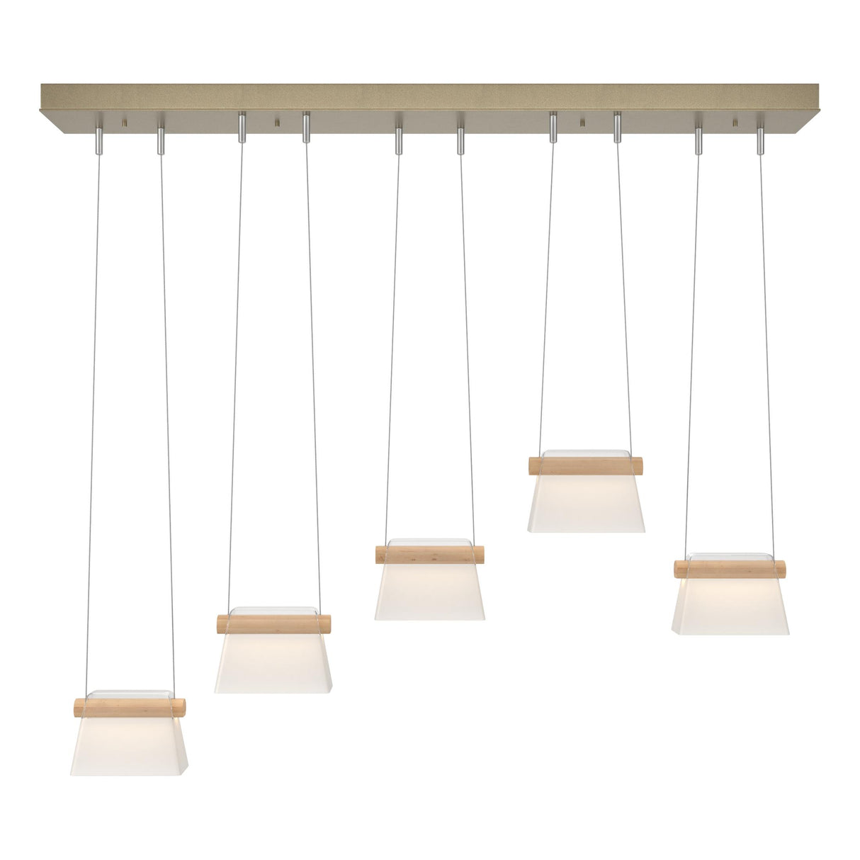 Hubbardton Forge 2018 Soft Gold Maple Wood Clear Glass with Frosted Diffuser (YE) Standard More Cowbell LED Pendant