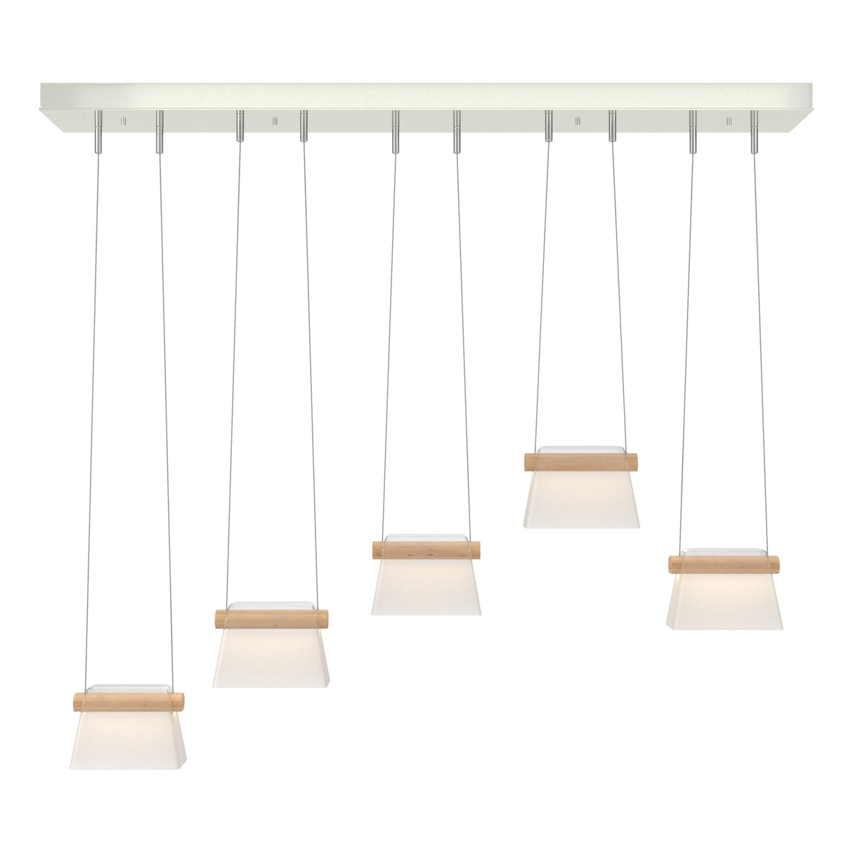 Hubbardton Forge 2018 Sterling Maple Wood Clear Glass with Frosted Diffuser (YE) Standard More Cowbell LED Pendant