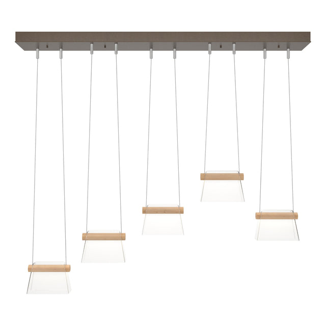 Hubbardton Forge 2018 Bronze Maple Wood Clear Glass (ZM) Standard More Cowbell LED Pendant