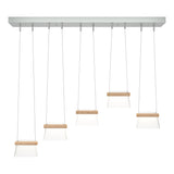 Hubbardton Forge 2018 Vintage Platinum Maple Wood Clear Glass (ZM) Standard More Cowbell LED Pendant