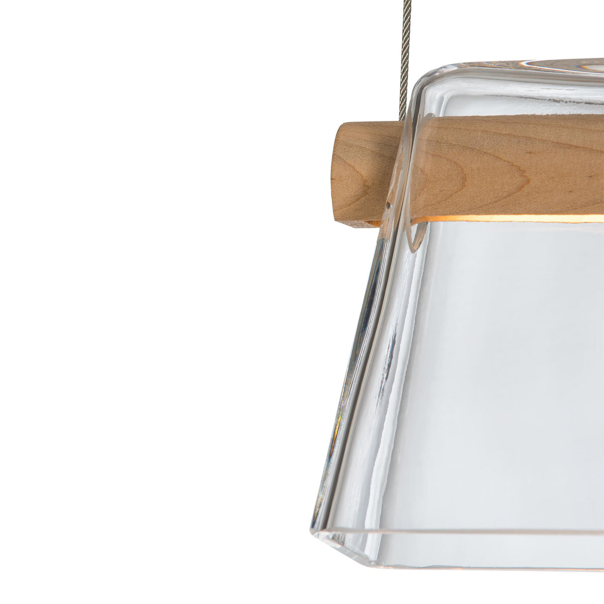 Hubbardton Forge 2018 Vintage Platinum Maple Wood Clear Glass (ZM) Standard More Cowbell LED Pendant