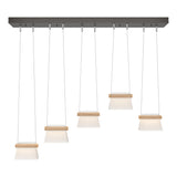 Hubbardton Forge 2018 Oil Rubbed Bronze Maple Wood Clear Glass with Frosted Diffuser (YE) Standard More Cowbell LED Pendant