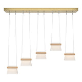 Hubbardton Forge 2018 Modern Brass Maple Wood Clear Glass with Frosted Diffuser (YE) Standard More Cowbell LED Pendant