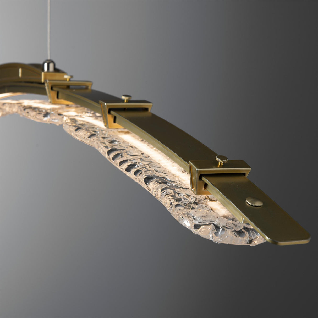 Hubbardton Forge 2023 Modern Brass Clear Glass (ZM) Standard Glissade Large LED Pendant