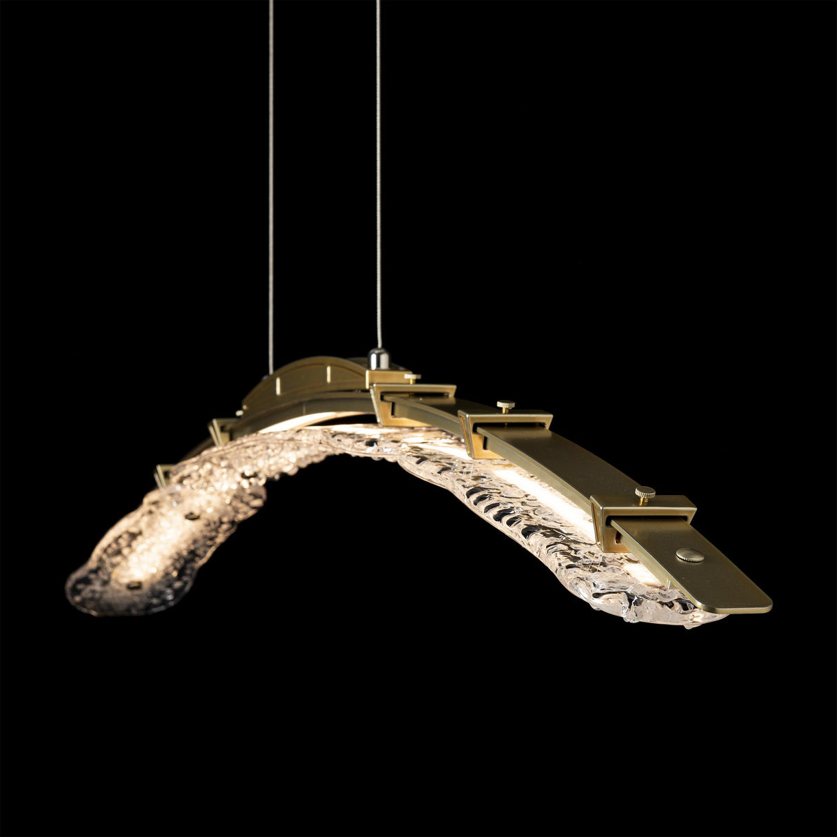 Hubbardton Forge 2023 Modern Brass Clear Glass (ZM) Standard Glissade Large LED Pendant