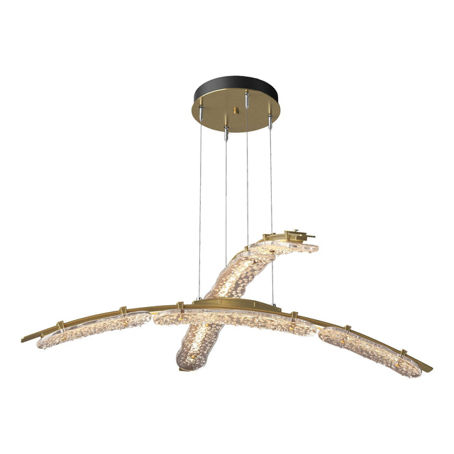 Hubbardton Forge 2023 Modern Brass Clear Glass (ZM) Standard Glissade Double Large LED Pendant
