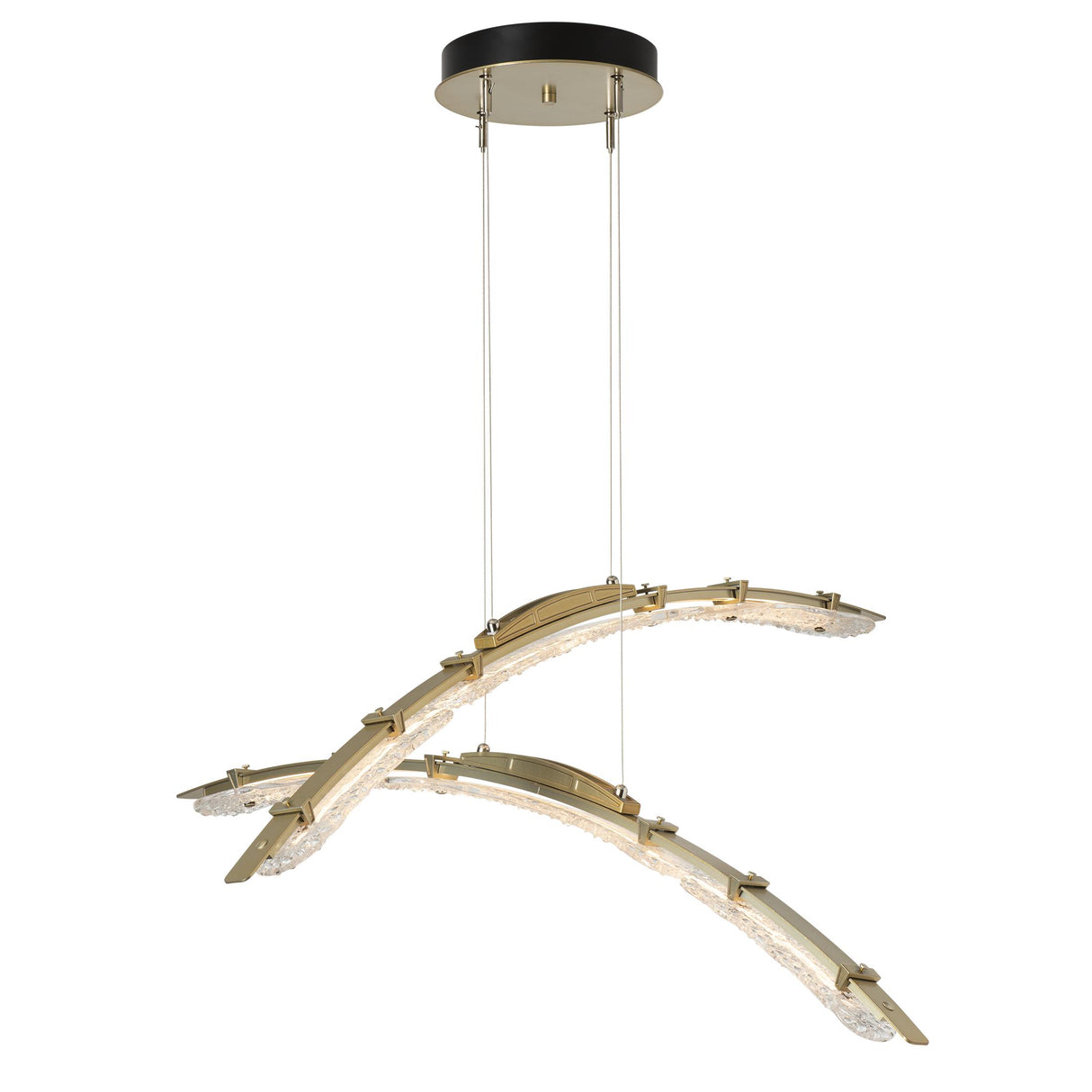 Hubbardton Forge 2023 Modern Brass Clear Glass (ZM) Standard Glissade Double Large LED Pendant