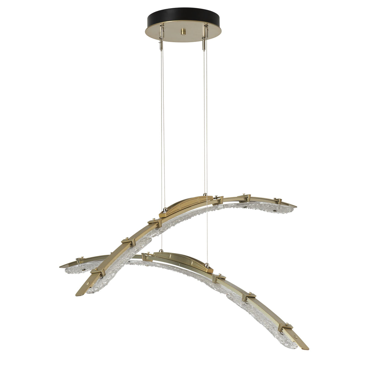 Hubbardton Forge 2023 Modern Brass Clear Glass (ZM) Standard Glissade Double Large LED Pendant