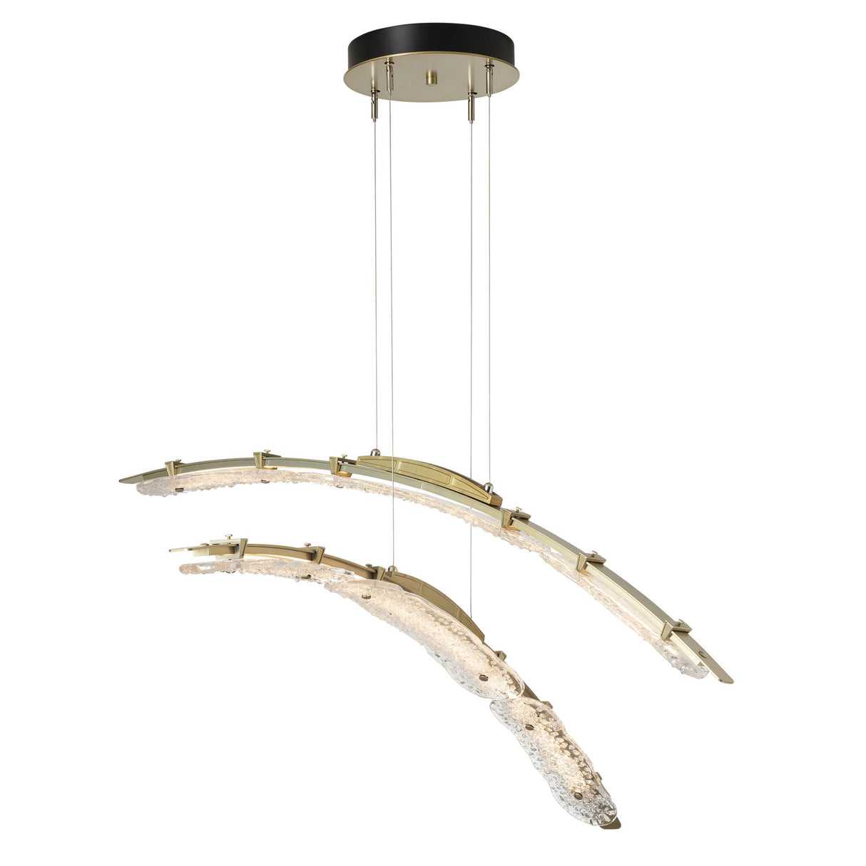 Hubbardton Forge 2023 Modern Brass Clear Glass (ZM) Standard Glissade Double Large LED Pendant