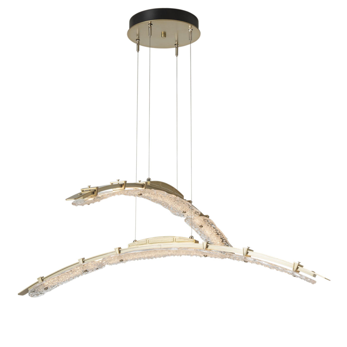 Hubbardton Forge 2023 Modern Brass Clear Glass (ZM) Standard Glissade Double Large LED Pendant