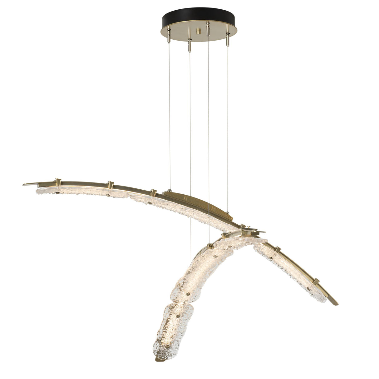 Hubbardton Forge 2023 Modern Brass Clear Glass (ZM) Standard Glissade Double Large LED Pendant