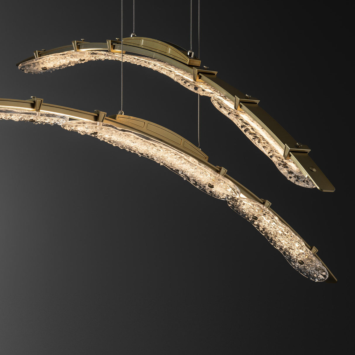 Hubbardton Forge 2023 Modern Brass Clear Glass (ZM) Standard Glissade Double Large LED Pendant