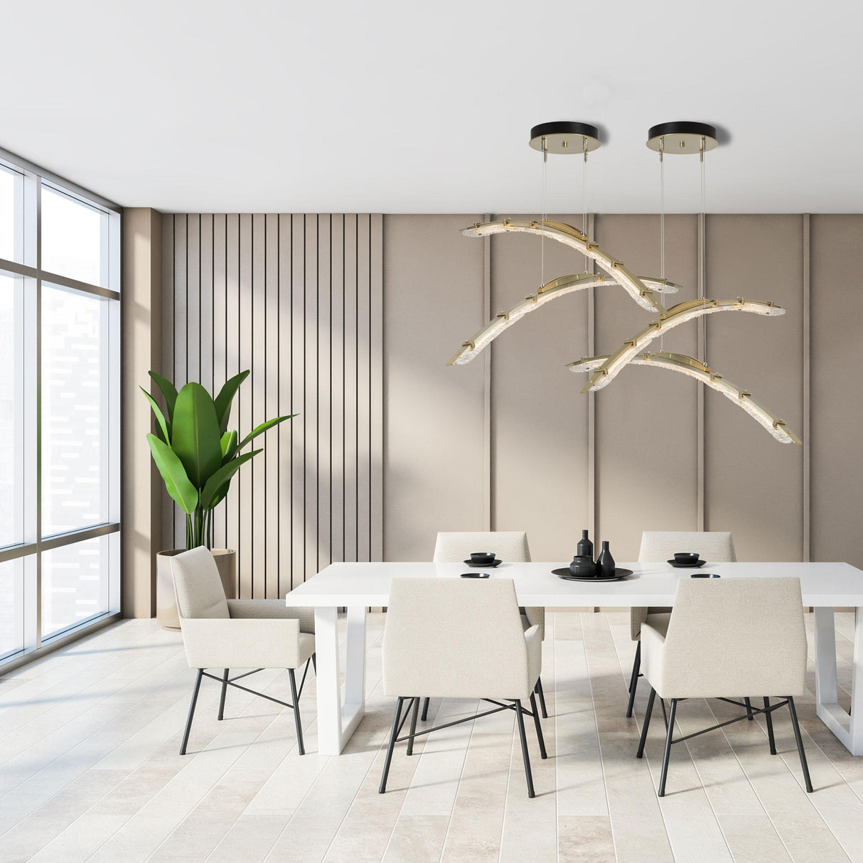 Hubbardton Forge 2023 Modern Brass Clear Glass (ZM) Standard Glissade Double Large LED Pendant
