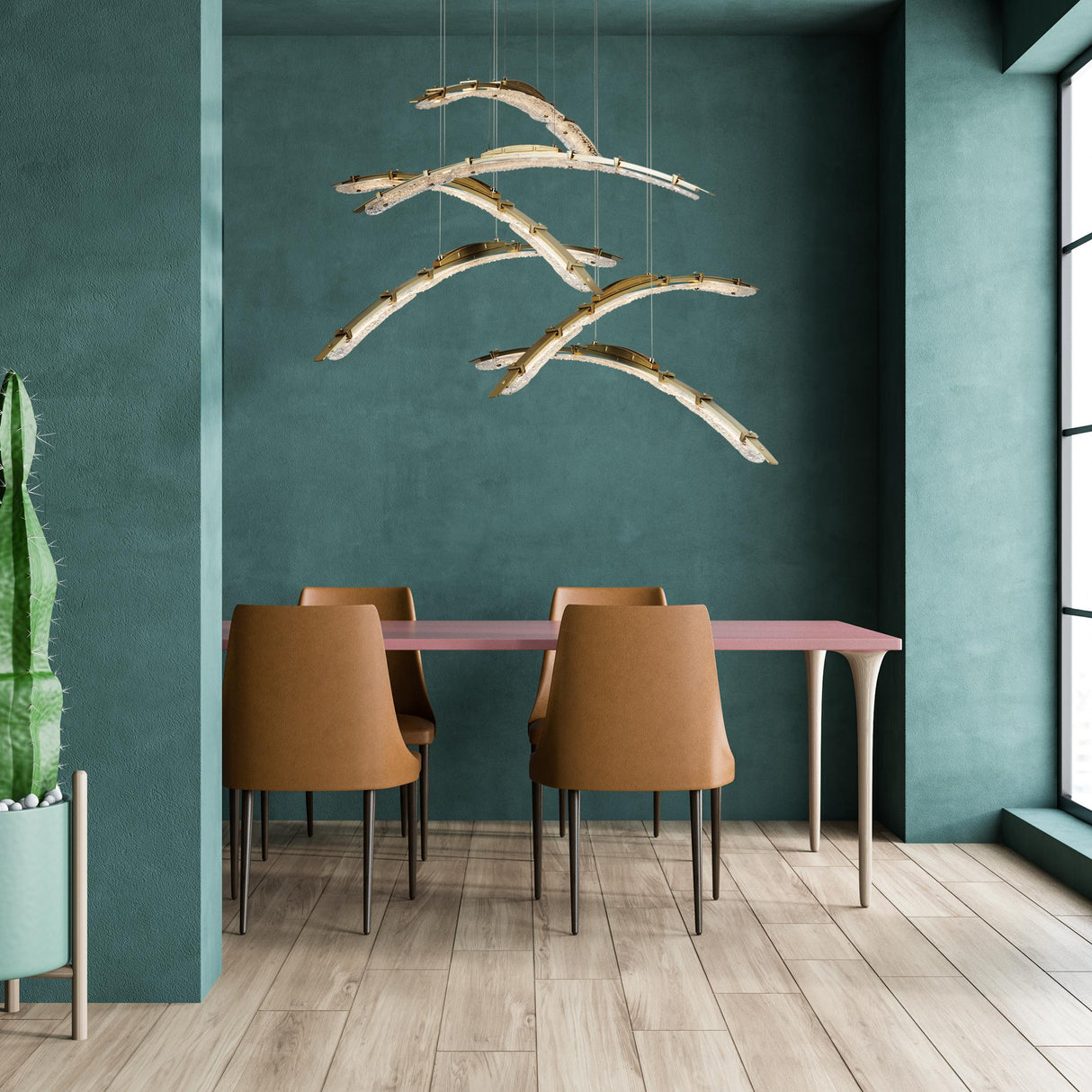 Hubbardton Forge 2023 Modern Brass Clear Glass (ZM) Standard Glissade Double Large LED Pendant