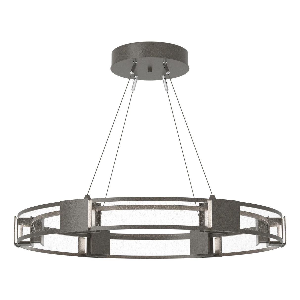 Hubbardton Forge 2022 Dark Smoke Seeded Clear Glass (II) Standard Aura Glass Pendant